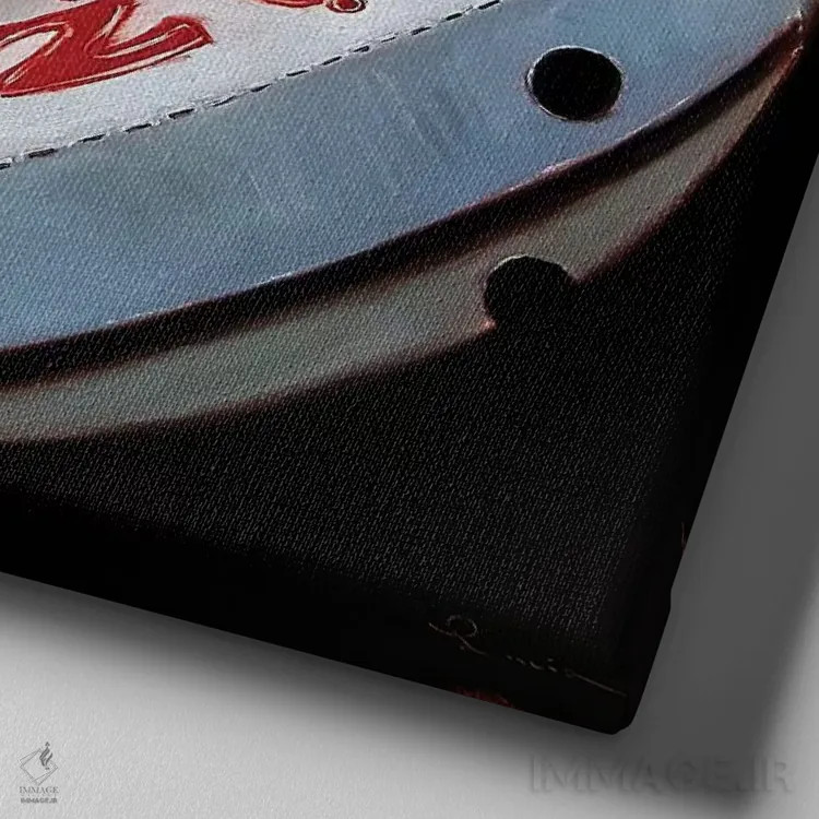 تابلو پوپرونی (بازی کلمهای: پپرونی و سگ) اثر لوسیا هفرنان - نمای نزدیک بافت بوم