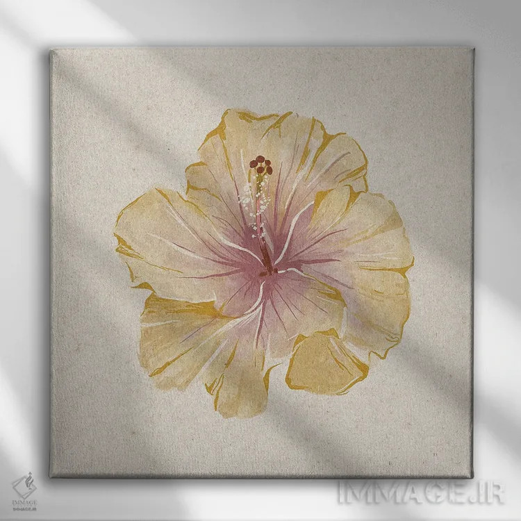 تابلو گل بامیه اثر هلینا اکنم - نمای روبهرو روی دیوار