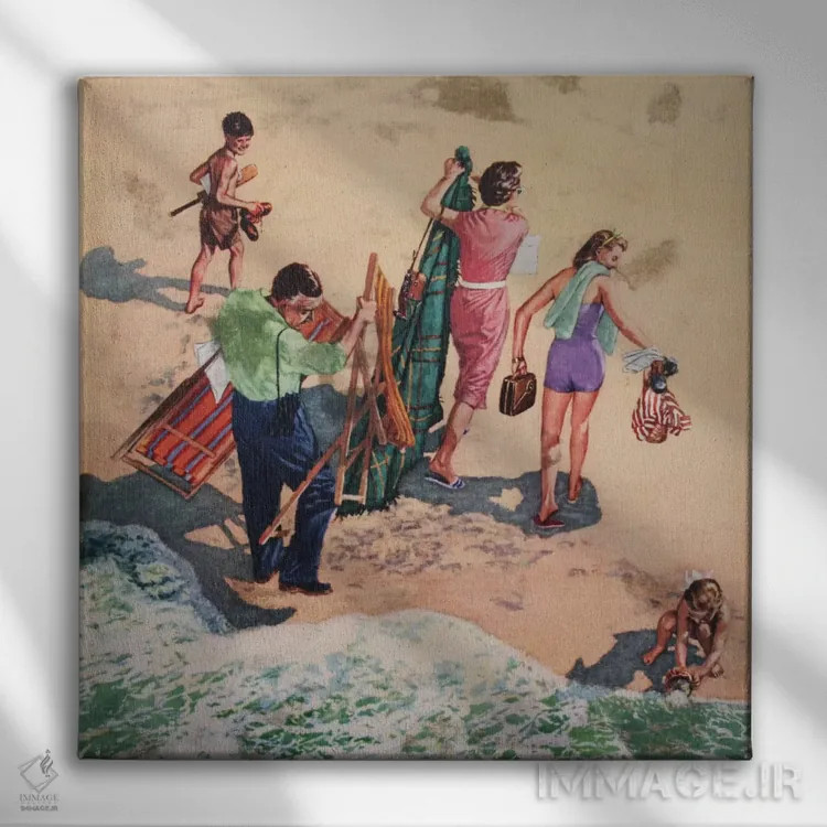 تابلو خانواده در کنار ساحل اثر همینگوی دیزاین (استودیو طراحی) - نمای روبهرو روی دیوار