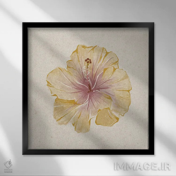 تابلو گل بامیه اثر هلینا اکنم - نمای قابدار مشکی