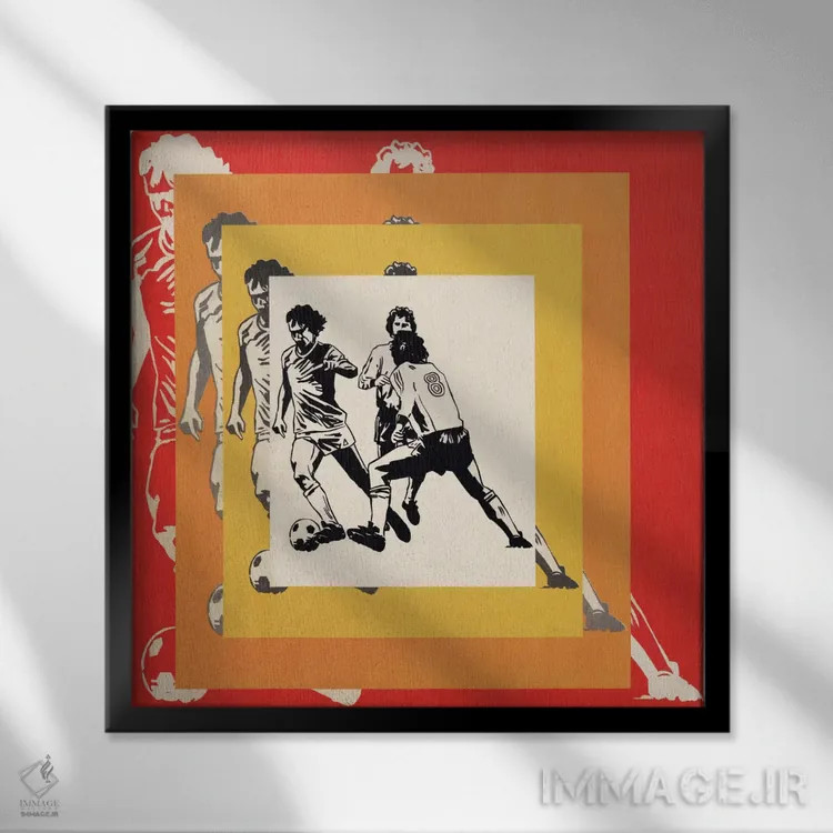 تابلو طرحهای فوتبالی اثر همینگوی دیزاین (استودیو طراحی) - نمای قابدار مشکی