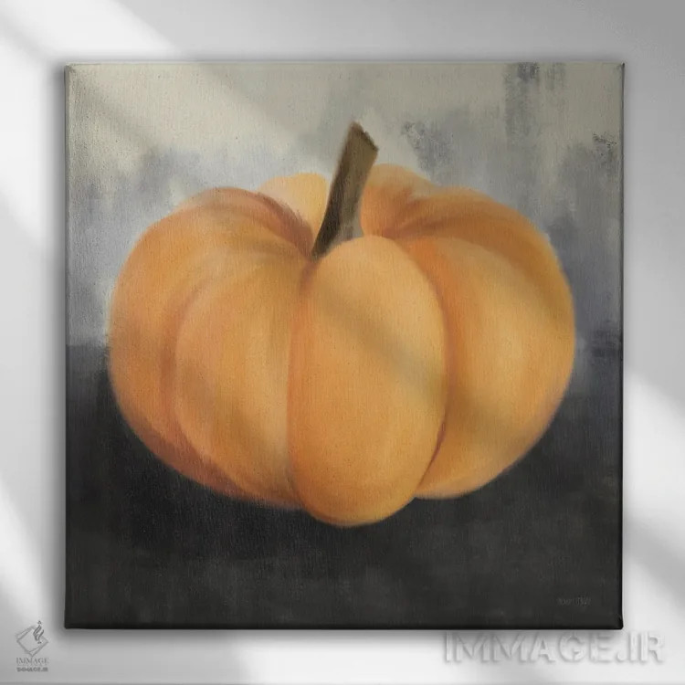 تابلو کدو تنبل روستایی نارنجی اثر هاوس فنوی (برند هنری) - نمای روبهرو روی دیوار