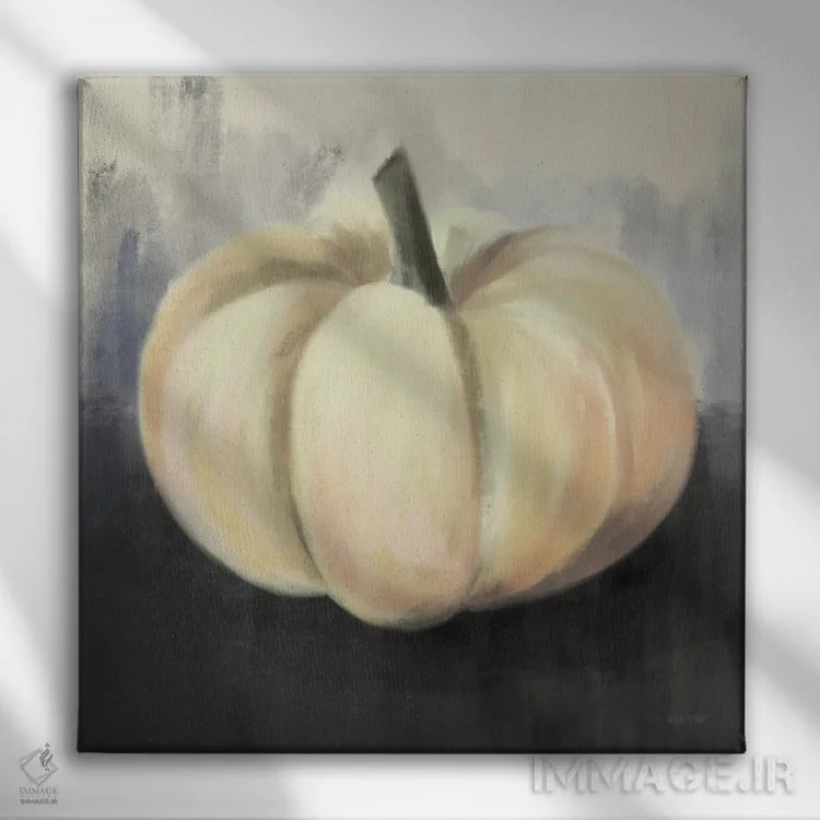 تابلو کدو تنبل روستایی سفید اثر هاوس فنوی (برند هنری) - نمای روبهرو روی دیوار