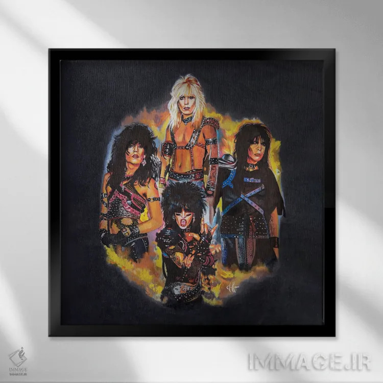 تابلو موتلی کرو (گروه موسیقی) اثر هنر کریس هافمن (استودیو یا هنرمند) - نمای قابدار مشکی