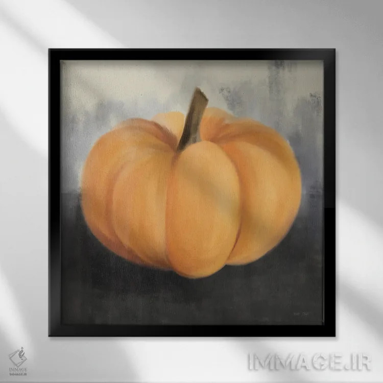 تابلو کدو تنبل روستایی نارنجی اثر هاوس فنوی (برند هنری) - نمای قابدار مشکی