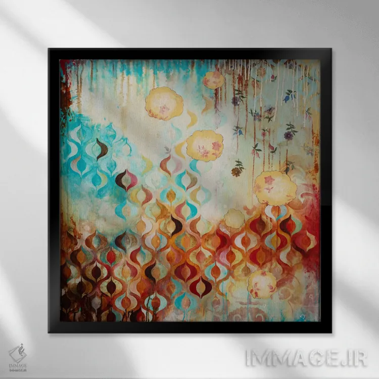 تابلو طرح ریز گلدار (دیتسی) اثر هدر رابینسون - نمای قابدار مشکی