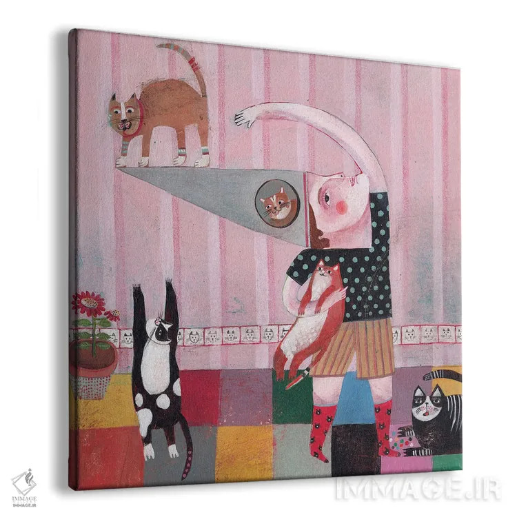 تابلو پسر عاشق گربه اثر هانیه قشقایی - نمای پرسپکتیو محصول