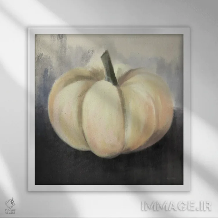 تابلو کدو تنبل روستایی سفید اثر هاوس فنوی (برند هنری) - نمای قابدار سفید