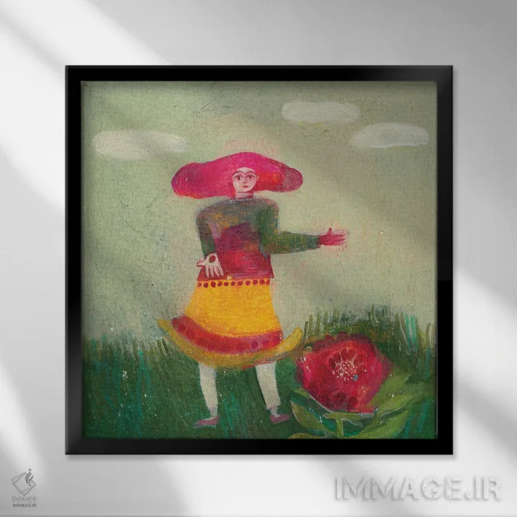 تابلو دانه عشق اثر هانیه قشقایی - نمای قابدار مشکی