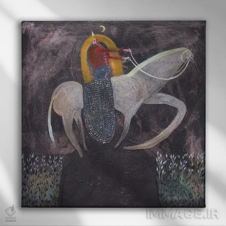 تابلو یک دیدار دیگر با تو اثر هانیه قشقایی - نمای روبهرو روی دیوار