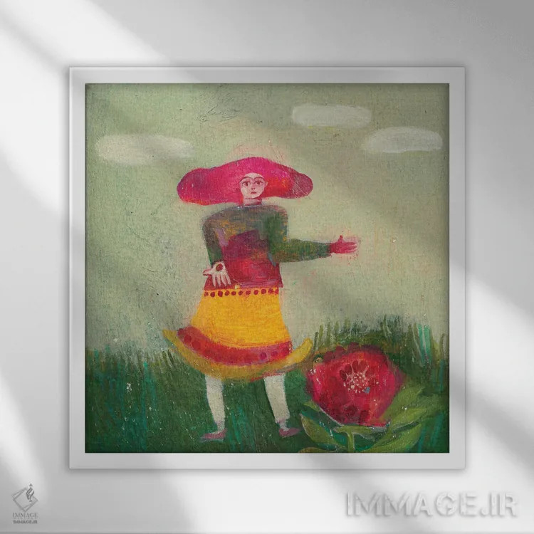 تابلو دانه عشق اثر هانیه قشقایی - نمای قابدار سفید