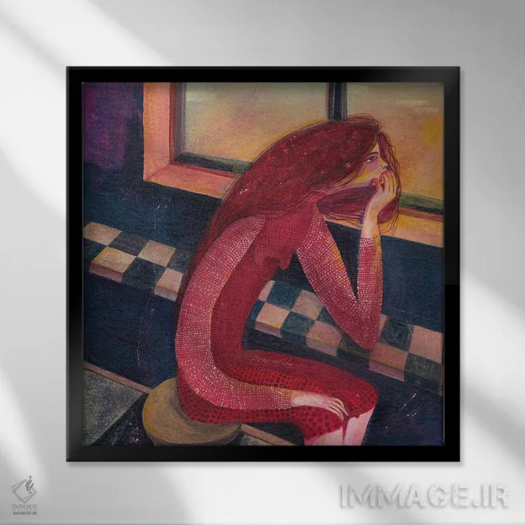 تابلو چشمان منتظر اثر هانیه قشقایی - نمای قابدار مشکی