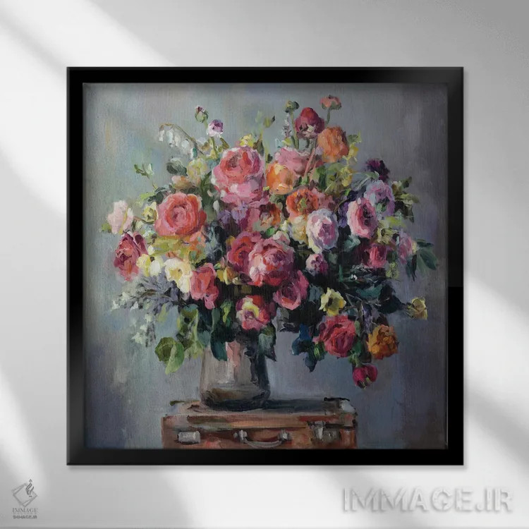 تابلو دستهگل فراوان اثر مریلین هاگمن - نمای قابدار مشکی