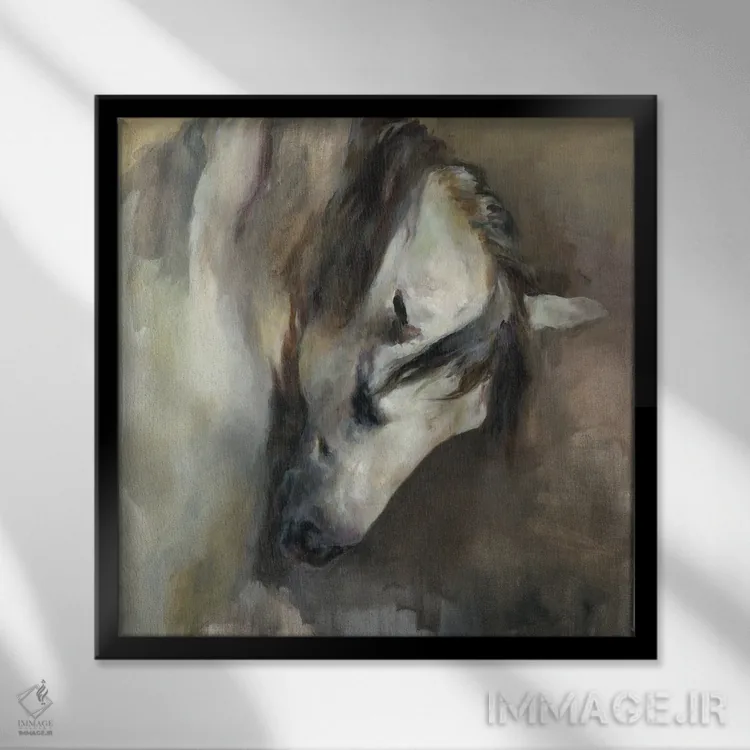 تابلو اسب کلاسیک اثر مریلین هاگمن - نمای قابدار مشکی
