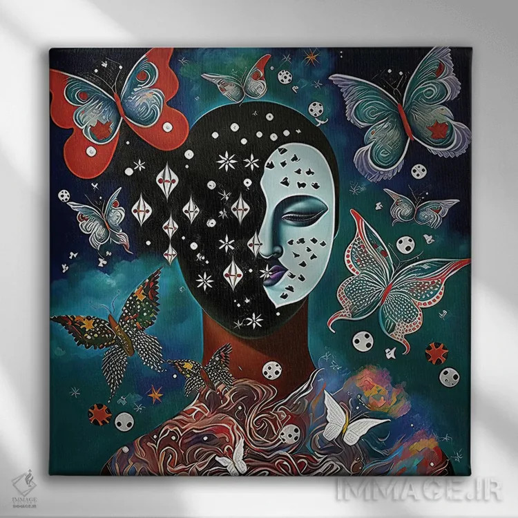 تابلو رویاپردازان کیهانی ۱ اثر هیوگو والنتاین - نمای روبهرو روی دیوار