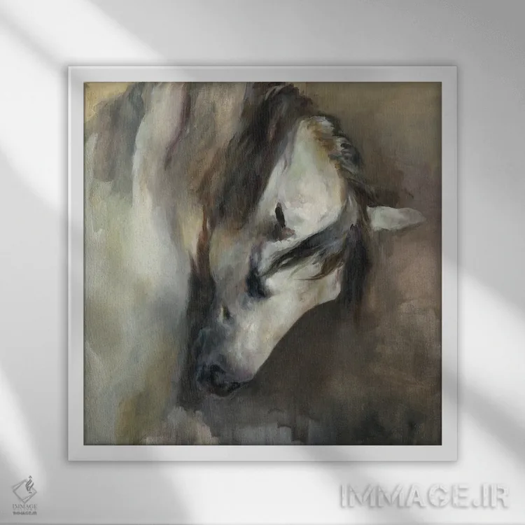 تابلو اسب کلاسیک اثر مریلین هاگمن - نمای قابدار سفید