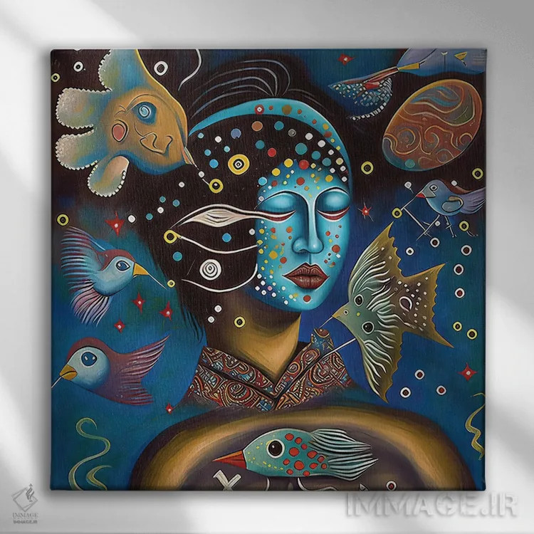 تابلو رویاپردازان کیهانی ۴ اثر هیوگو والنتاین - نمای روبهرو روی دیوار