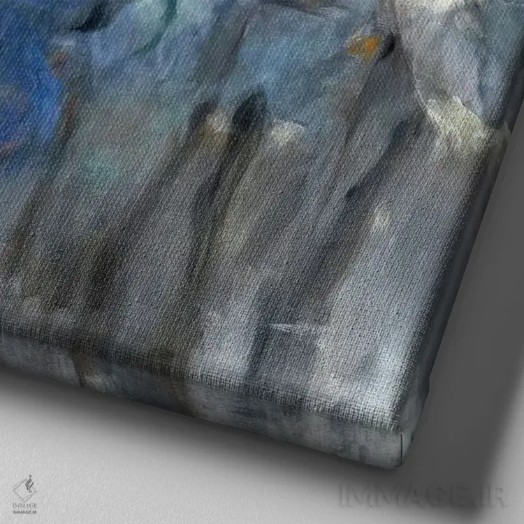 تابلو زنبق آبی اثر مریلین هاگمن - نمای نزدیک بافت بوم