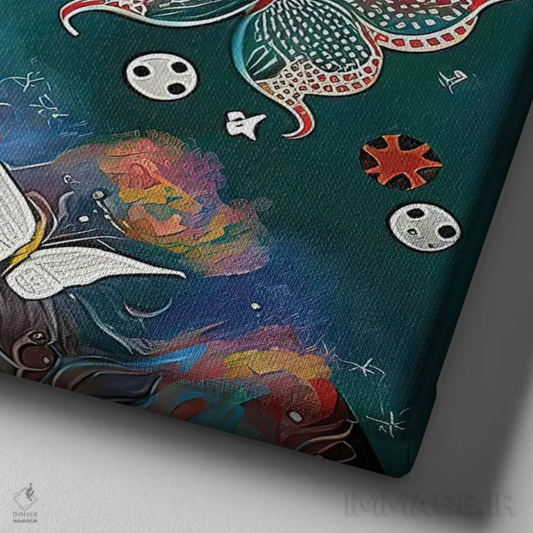 تابلو رویاپردازان کیهانی ۱ اثر هیوگو والنتاین - نمای نزدیک بافت بوم