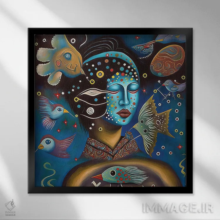 تابلو رویاپردازان کیهانی ۴ اثر هیوگو والنتاین - نمای قابدار مشکی