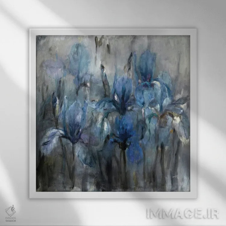 تابلو زنبق آبی اثر مریلین هاگمن - نمای قابدار سفید