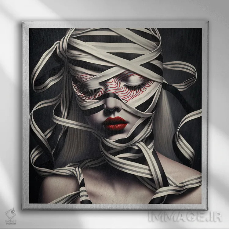 تابلو قفس روبانی ۱۱ اثر هیوگو والنتاین - نمای روبهرو روی دیوار