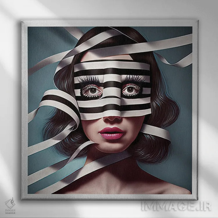 تابلو قفس روبانی ۲۰ اثر هیوگو والنتاین - نمای روبهرو روی دیوار