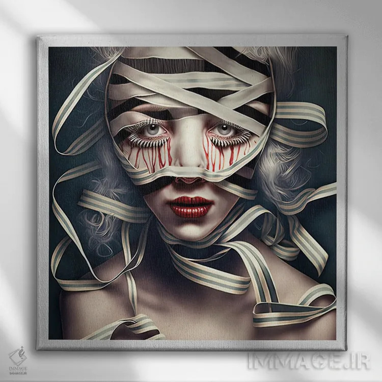 تابلو قفس روبانی ۱۷ اثر هیوگو والنتاین - نمای روبهرو روی دیوار