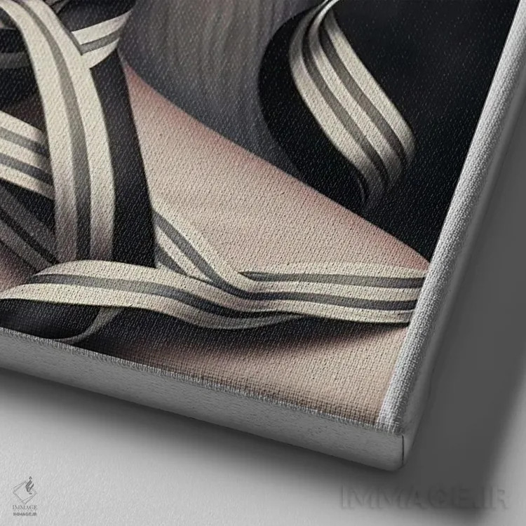 تابلو قفس روبانی ۱۱ اثر هیوگو والنتاین - نمای نزدیک بافت بوم