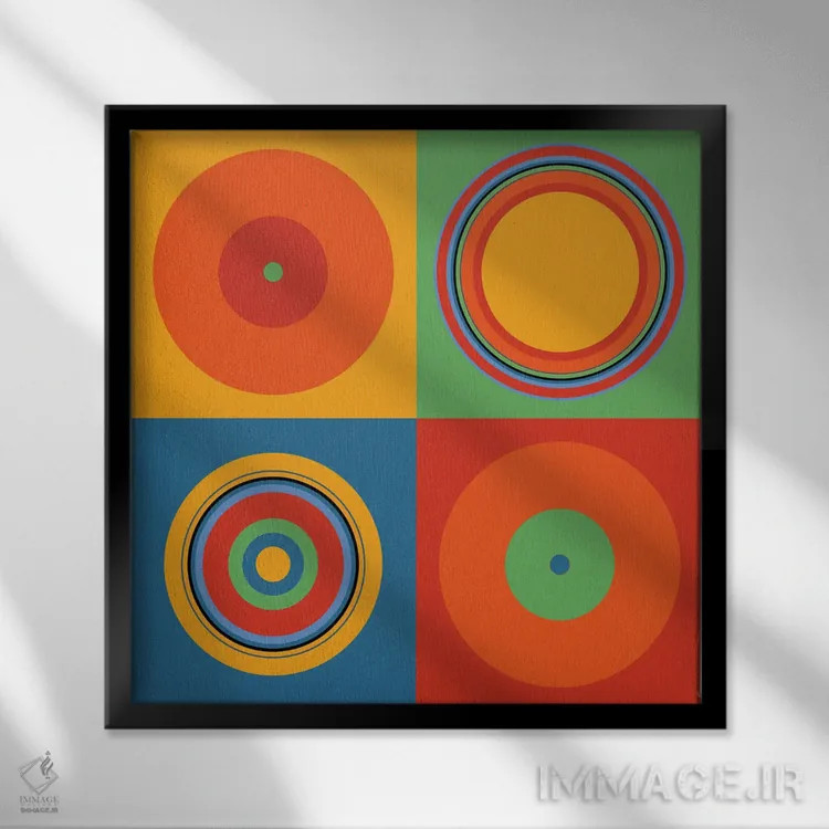 تابلو ماندالاهای پویایی همیشگی اثر هیوگو والنتاین - نمای قابدار مشکی