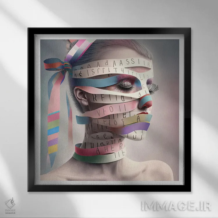 تابلو قفس روبانی ۱۸ اثر هیوگو والنتاین - نمای قابدار مشکی