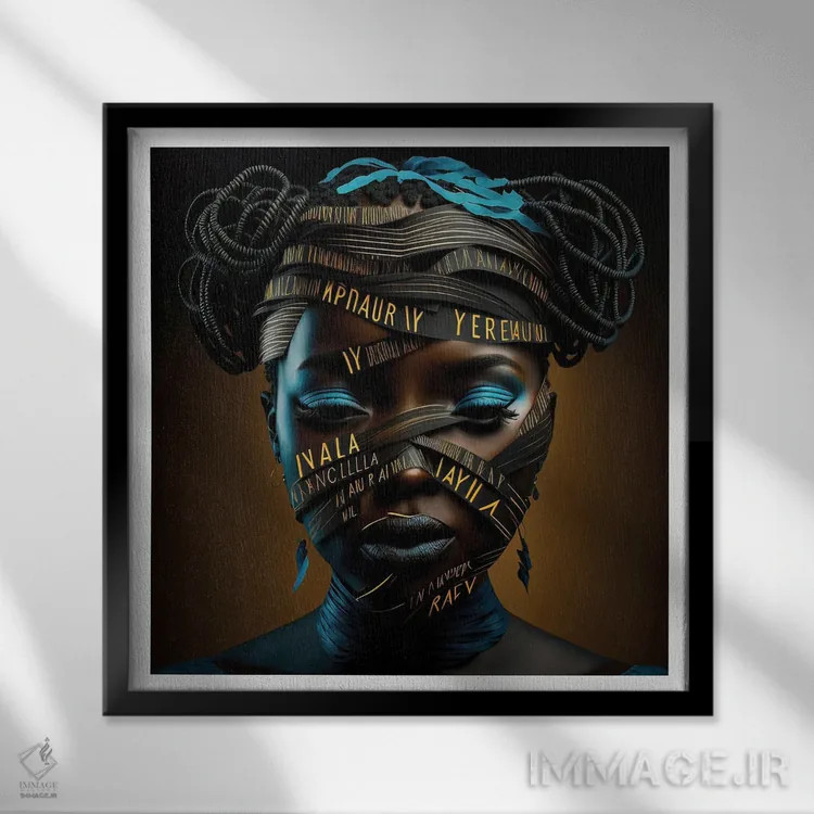 تابلو قفس روبانی ۵ اثر هیوگو والنتاین - نمای قابدار مشکی