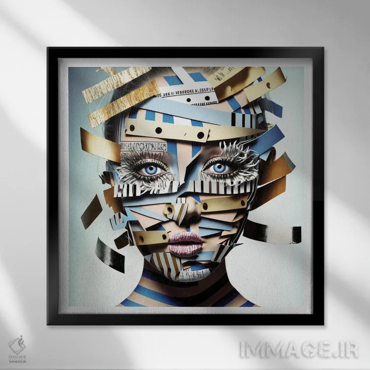 تابلو قفس روبانی ۱۰ اثر هیوگو والنتاین - نمای قابدار مشکی