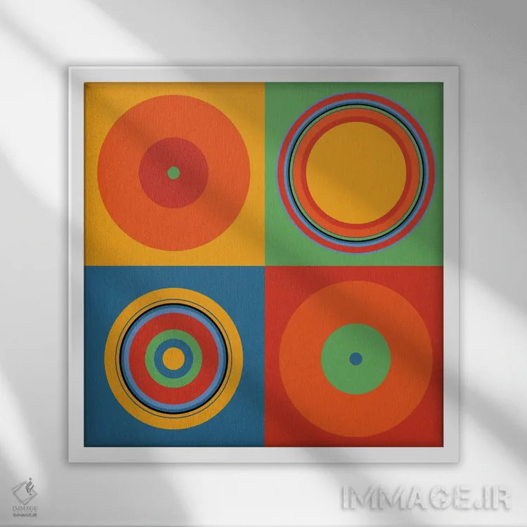 تابلو ماندالاهای پویایی همیشگی اثر هیوگو والنتاین - نمای قابدار سفید