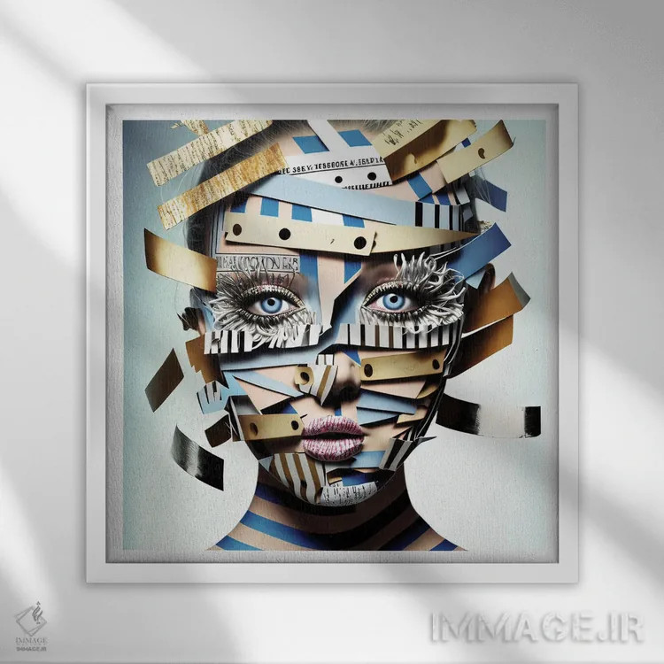 تابلو قفس روبانی ۱۰ اثر هیوگو والنتاین - نمای قابدار سفید