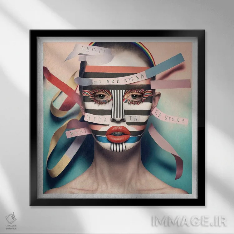 تابلو قفس روبانی ۲ اثر هیوگو والنتاین - نمای قابدار مشکی