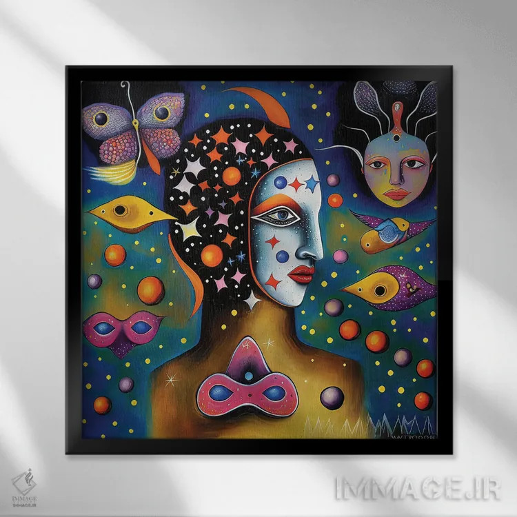 تابلو رویاپردازان کیهانی ۶ اثر هیوگو والنتاین - نمای قابدار مشکی