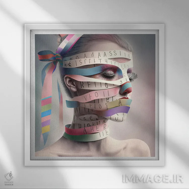 تابلو قفس روبانی ۱۸ اثر هیوگو والنتاین - نمای قابدار سفید