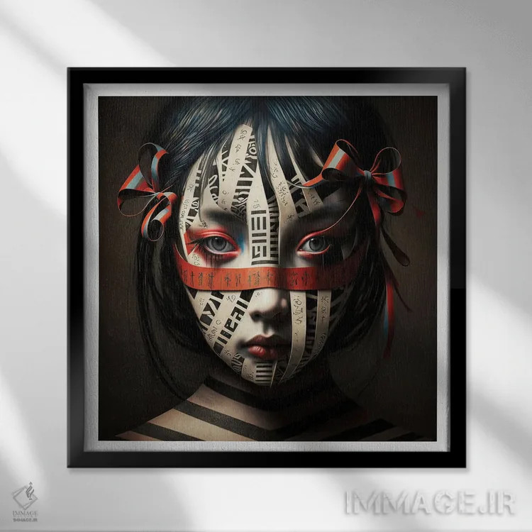 تابلو قفس روبانی ۹ اثر هیوگو والنتاین - نمای قابدار مشکی