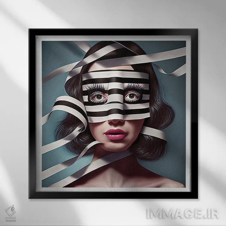 تابلو قفس روبانی ۲۰ اثر هیوگو والنتاین - نمای قابدار مشکی