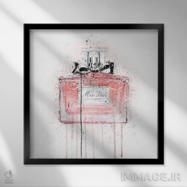 تابلو پاپیون گل صورتی اثر هدر گری - نمای قابدار مشکی