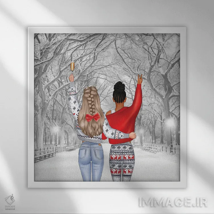 تابلو بهترین دوستان اثر هدر گری - نمای قابدار سفید