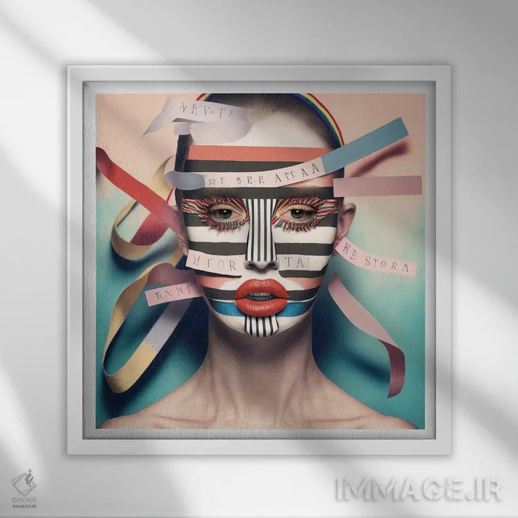 تابلو قفس روبانی ۲ اثر هیوگو والنتاین - نمای قابدار سفید