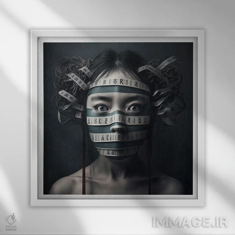 تابلو قفس روبانی ۱۳ اثر هیوگو والنتاین - نمای قابدار سفید