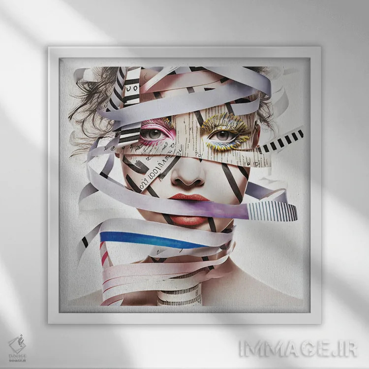 تابلو قفس روبانی ۱۲ اثر هیوگو والنتاین - نمای قابدار سفید