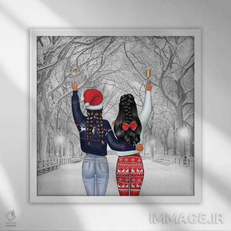 تابلو دوستان همیشگی اثر هدر گری - نمای قابدار سفید