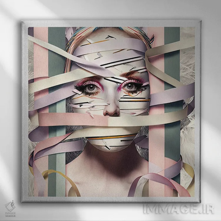 تابلو قفس روبانی ۱۴ اثر هیوگو والنتاین - نمای روبهرو روی دیوار