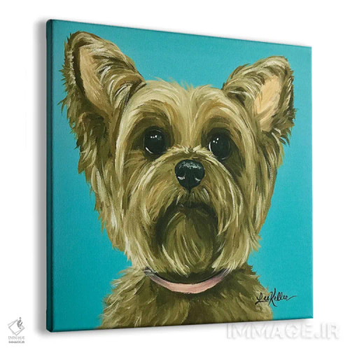 تابلو یورکی روی پسزمینه فیروزهای اثر هیپی هاوند استودیوز (استودیو هنری) - نمای پرسپکتیو محصول