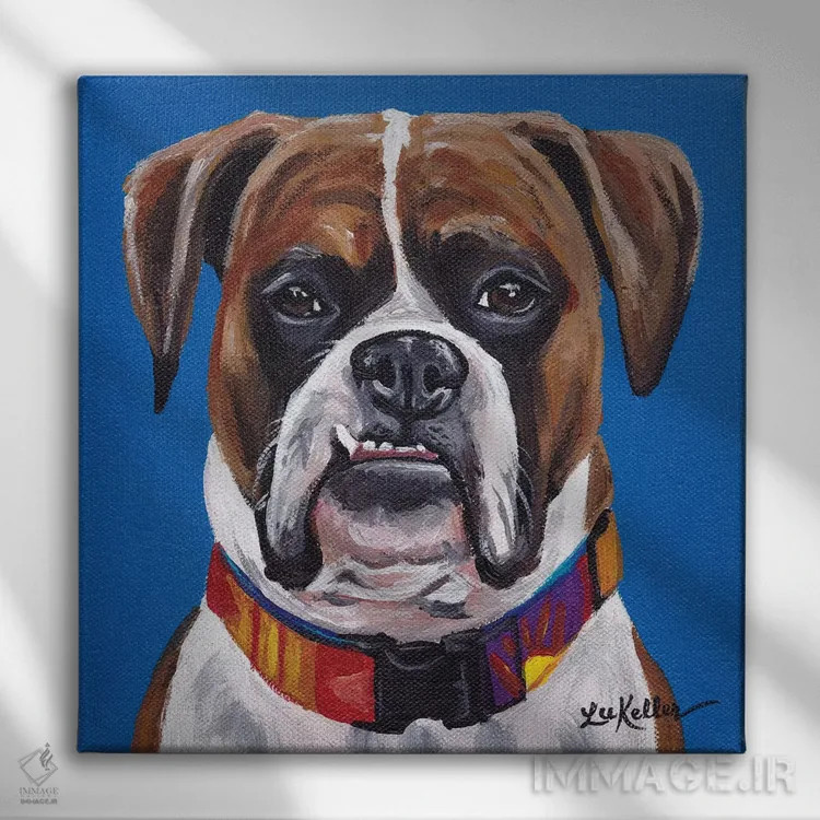 تابلو بوکسور آبی اثر هیپی هاوند استودیوز (استودیو هنری) - نمای روبهرو روی دیوار