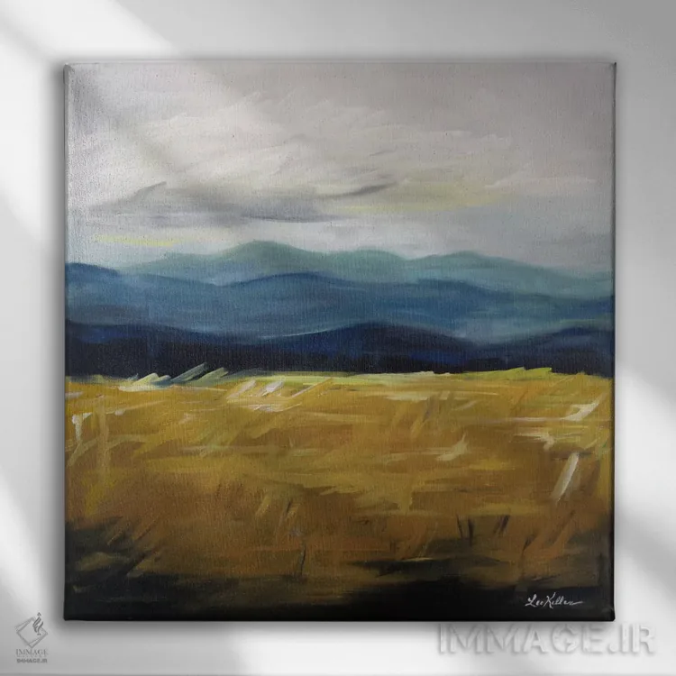 تابلو انتزاعی ۲ مکث پتچ (سبک هنری) اثر هیپی هاوند استودیوز (استودیو هنری) - نمای روبهرو روی دیوار